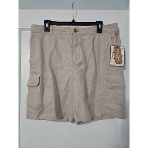 C&C California Shorts Adult Size 36 Taupe Cargo Pockets 100% Linen Outdoor Mens